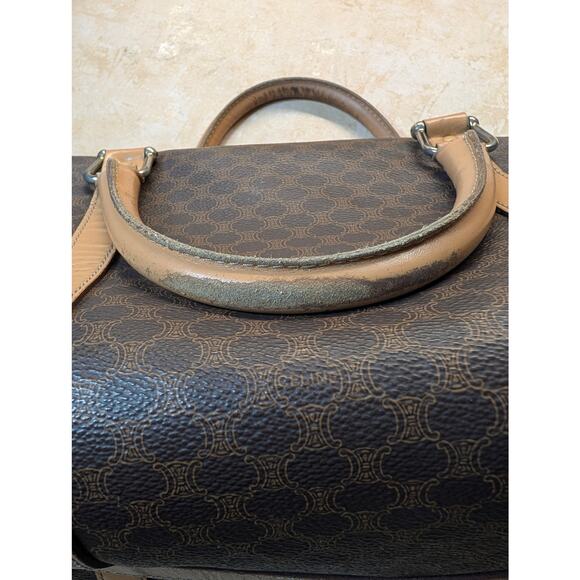 VTG Celine Macadam Boston Bag Brown Coated Canvas Leather - Picture 7 of 11